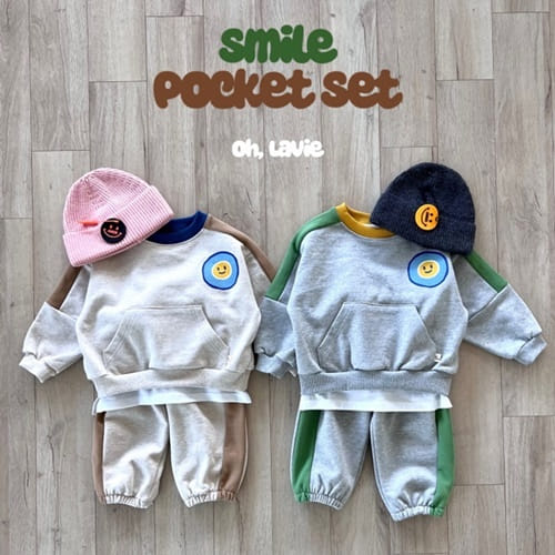 Oh-lavie - Korean Children Fashion - #childrensboutique - Smile Pocket Top Bottom Set