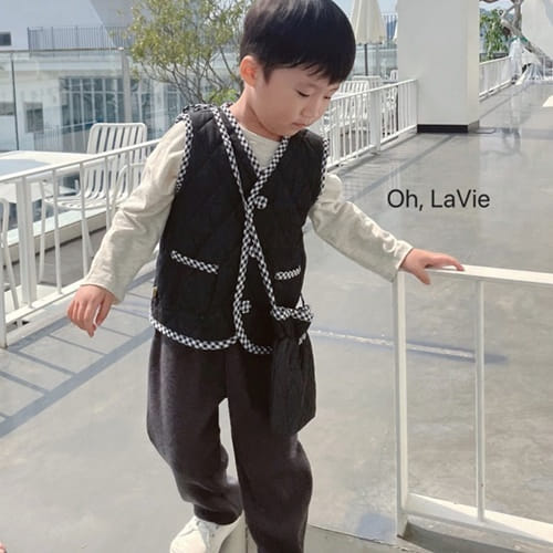 Oh-lavie - Korean Children Fashion - #childrensboutique - Check Quilted Vest Lucky Bag Set