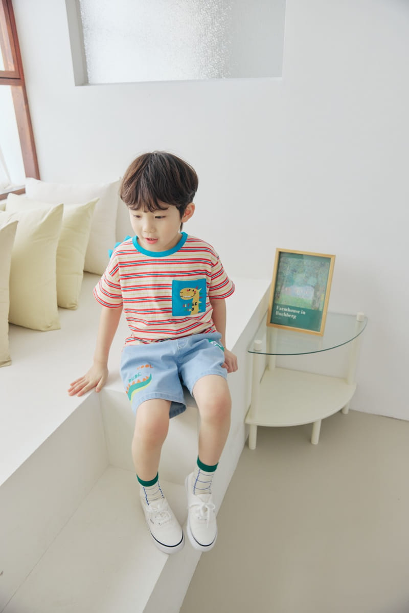 Orange Mom - Korean Children Fashion - #prettylittlegirls - Dinosaur Span Denim Pants - 7