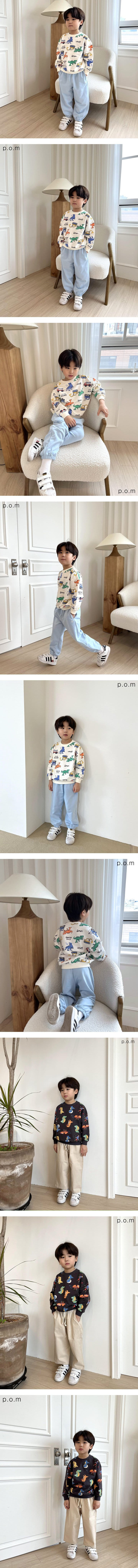 P.o.m - Korean Children Fashion - #kidsshorts - Dinosaur Sweatshirt  - 2