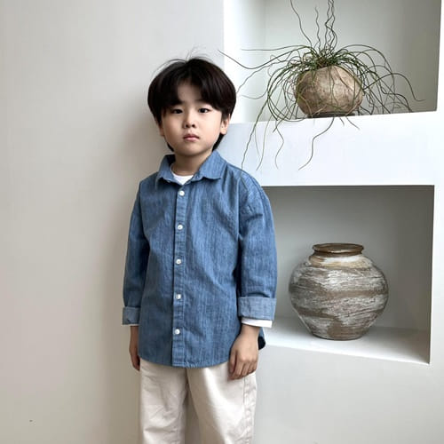 P.o.m - Korean Children Fashion - #stylishchildhood - Denim Basic Shirt