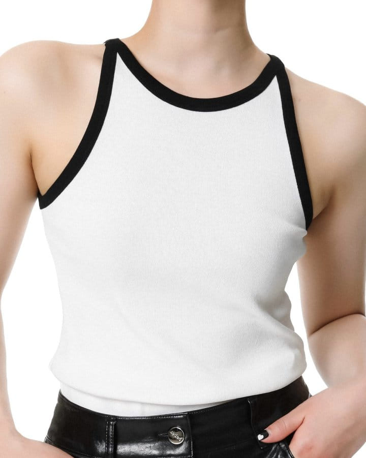 Paper Moon - Korean Women Fashion - #womensfashion - Bi Color Halter Neck Sleeveless Tank Top  - 4