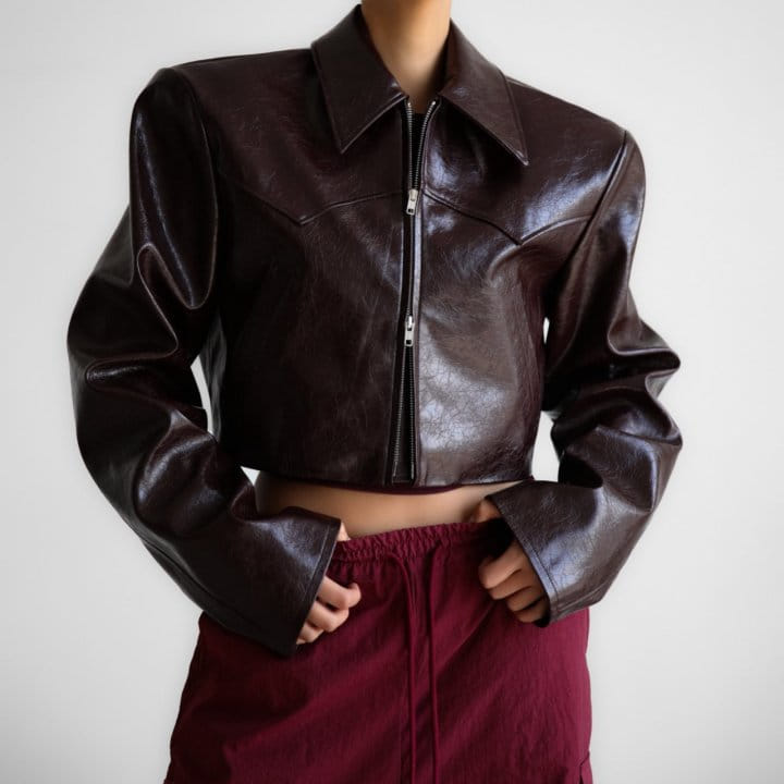 Paper Moon - Korean Women Fashion - #momslook - Western Zipped Up Vegan L Cropped Jacket - 3