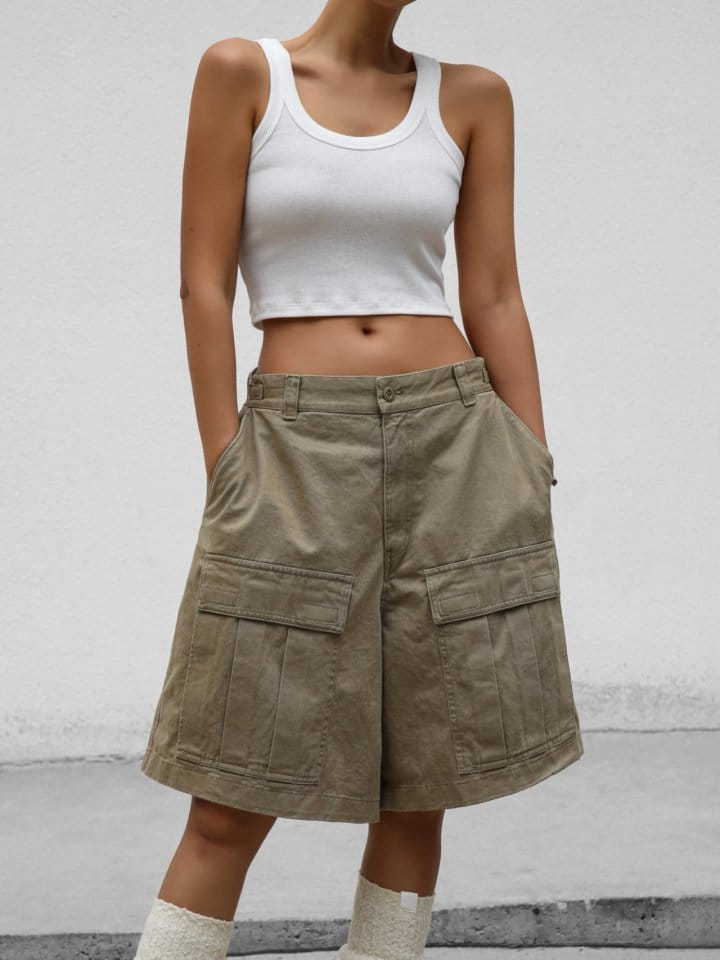 Paper Moon - Korean Women Fashion - #momslook - Washed C Cargo Bermuda Shorts - 6