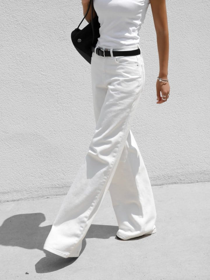 Paper Moon - Korean Women Fashion - #pursuepretty - High Rise Wide Leg White Denim Pants