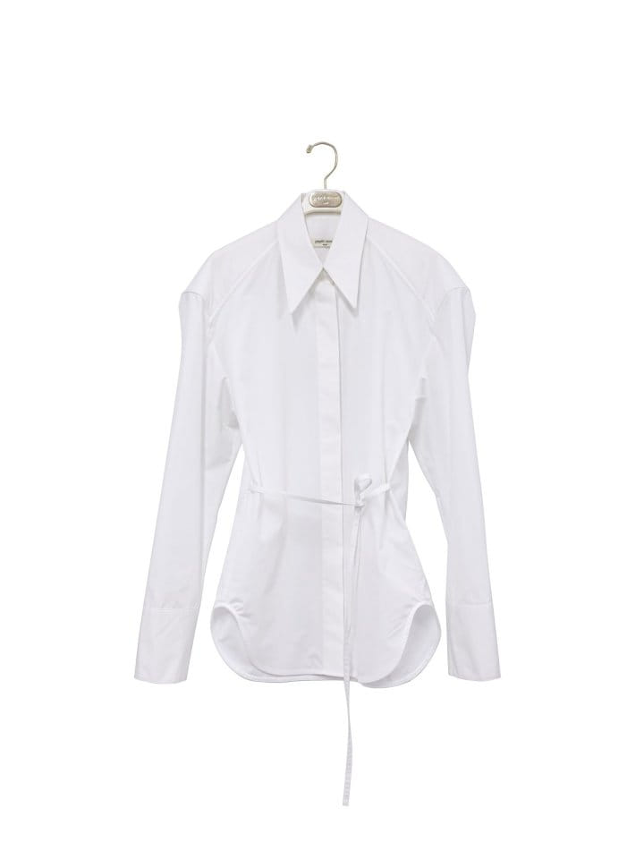 Paper Moon - Korean Women Fashion - #thatsdarling - Padded Shoulder Button Down Cotton Shirt  - 7