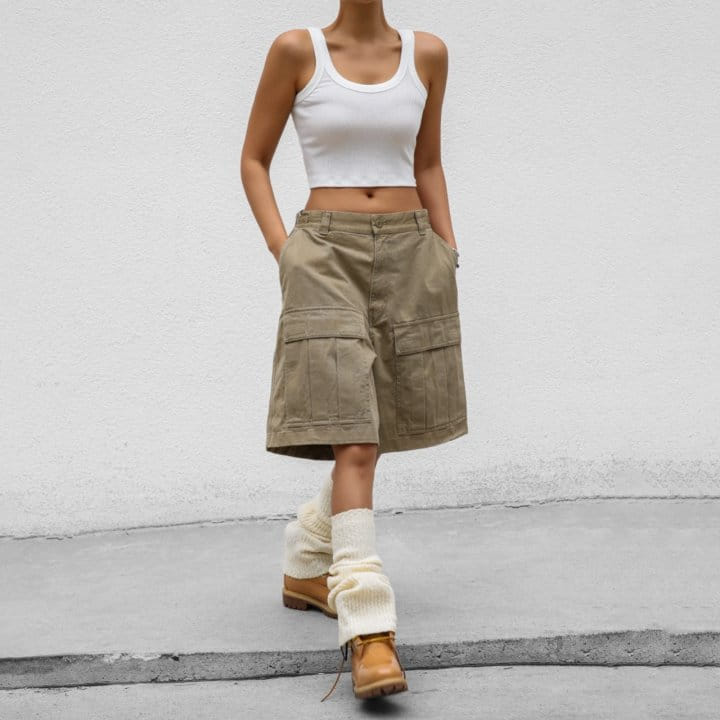 Paper Moon - Korean Women Fashion - #thatsdarling - Washed C Cargo Bermuda Shorts - 2