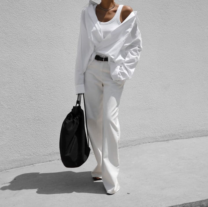 Paper Moon - Korean Women Fashion - #thelittlethings - High Rise Wide Leg White Denim Pants - 6