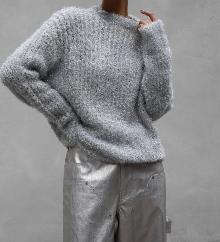 Paper Moon - Korean Women Fashion - #womensfashion - Metallic Pearl Oversized Knit Top