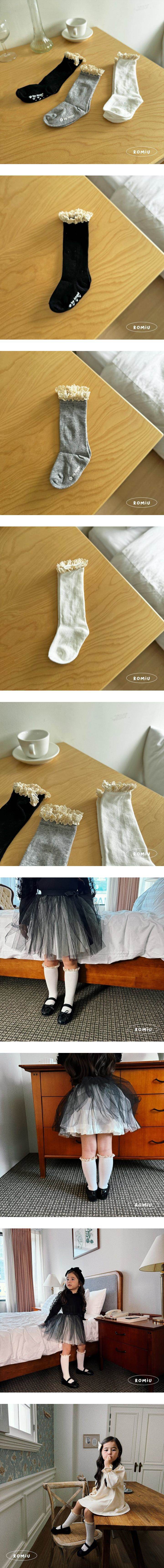 Romiu - Korean Children Fashion - #discoveringself - Basic Lace Knee Socks - 2