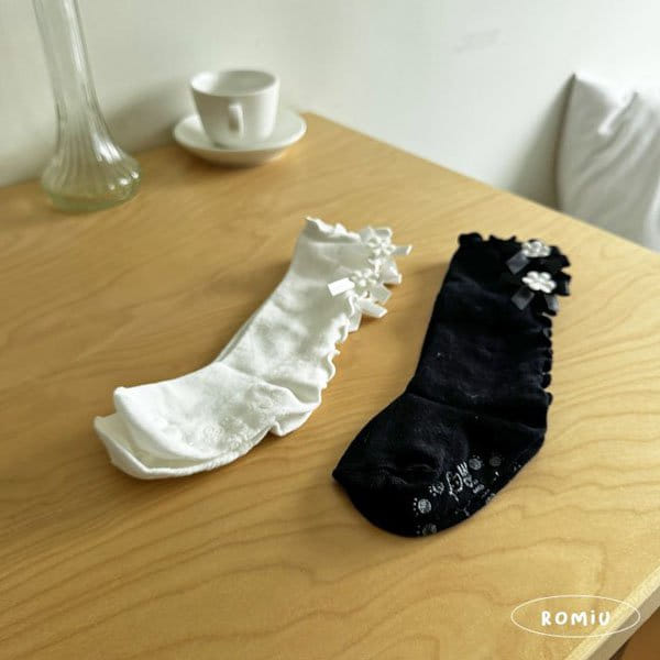 Romiu - Korean Children Fashion - #discoveringself - Floral Leaf Ribbon  Socks