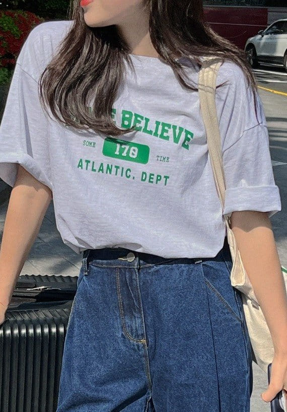 Sienne - Korean Women Fashion - #momslook - Believe Box Short Sleeve Tee