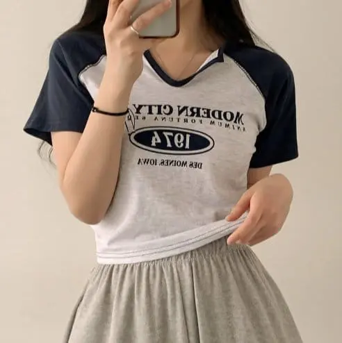 Sienne - Korean Women Fashion - #momslook - Modern Color Short Sleeve Tee - 8