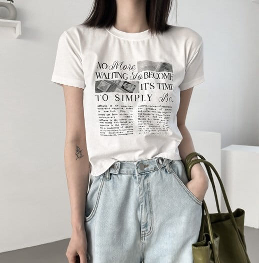 Sienne - Korean Women Fashion - #momslook - Magazine Short Sleeve Tee - 6