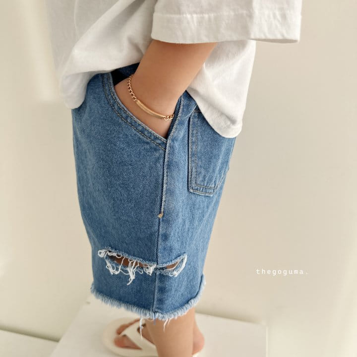 Thegoguma - Korean Children Fashion - #kidzfashiontrend - Vintage Half Denim Pants - 2