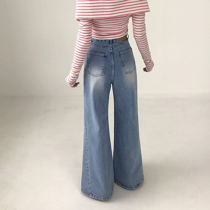 Twomoon - Korean Women Fashion - #momslook - Sidney Slit Denim Pants - 2