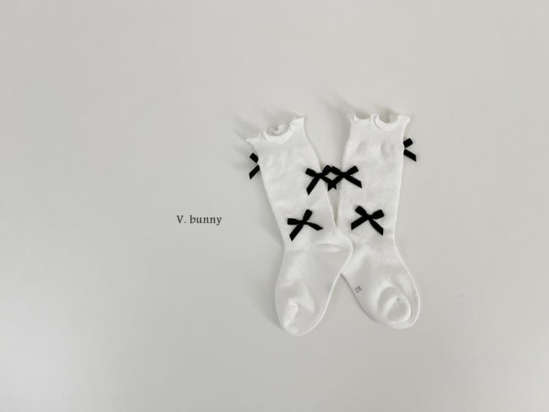 V Bunny - Korean Children Fashion - #childofig - Point Ribbon Socks Set - 5