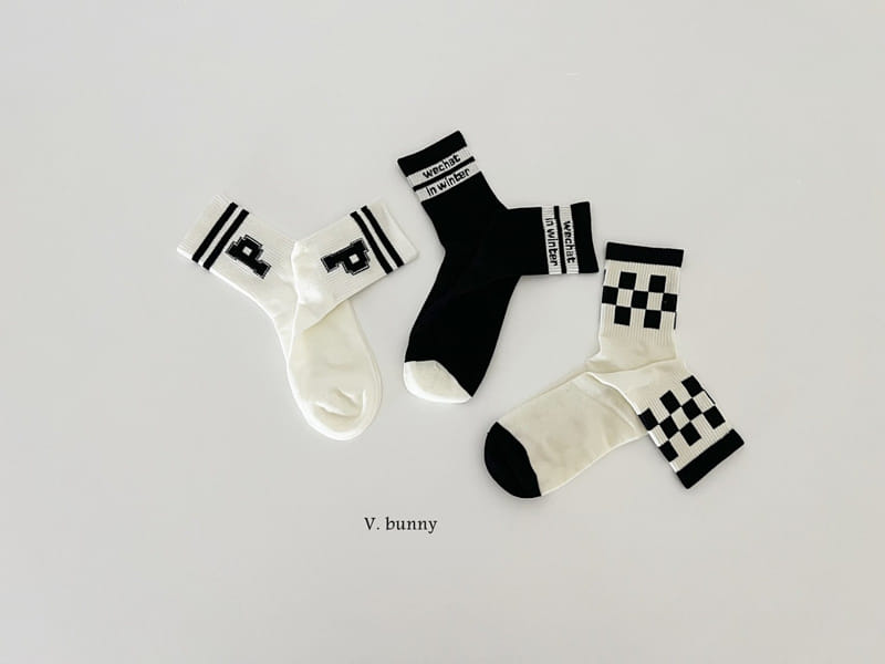 V Bunny - Korean Children Fashion - #childofig - Pi Check Socks Set - 10