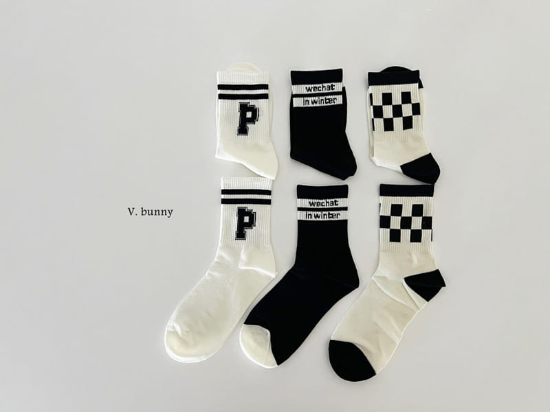 V Bunny - Korean Children Fashion - #childofig - Pi Check Socks Set - 9