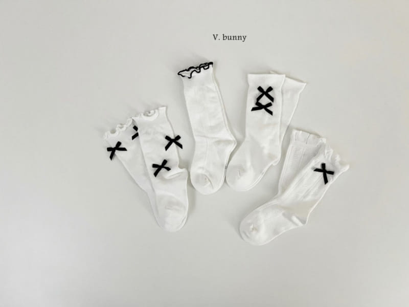 V Bunny - Korean Children Fashion - #discoveringself - Point Ribbon Socks Set - 9