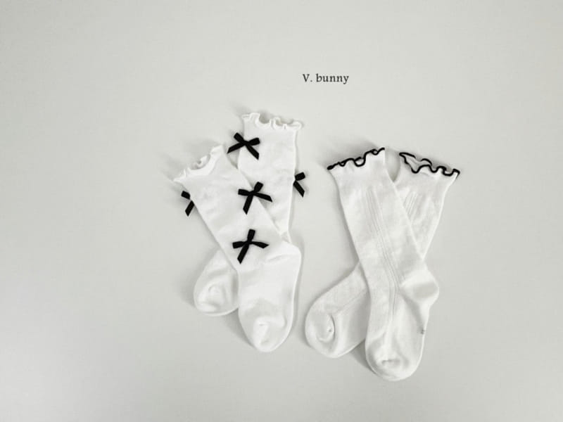 V Bunny - Korean Children Fashion - #fashionkids - Point Ribbon Socks Set - 10