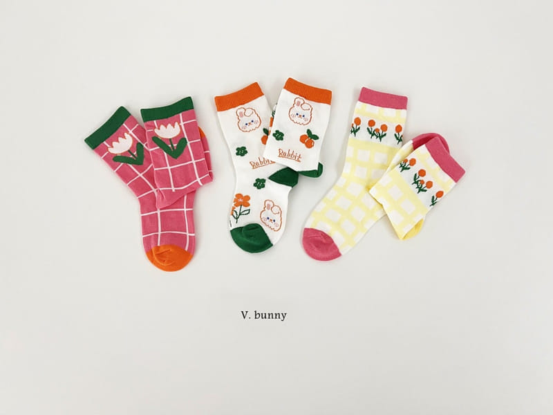 V Bunny - Korean Children Fashion - #kidsshorts - Cherry Rabbit Socks Set - 2