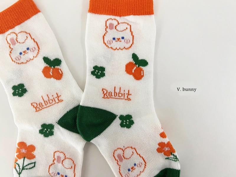 V Bunny - Korean Children Fashion - #kidsstore - Cherry Rabbit Socks Set - 4