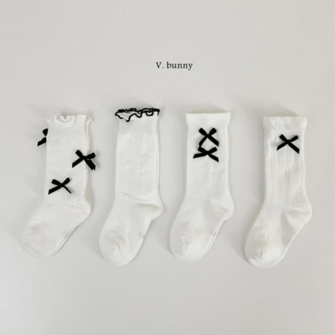 V Bunny - Korean Children Fashion - #littlefashionista - Point Ribbon Socks Set