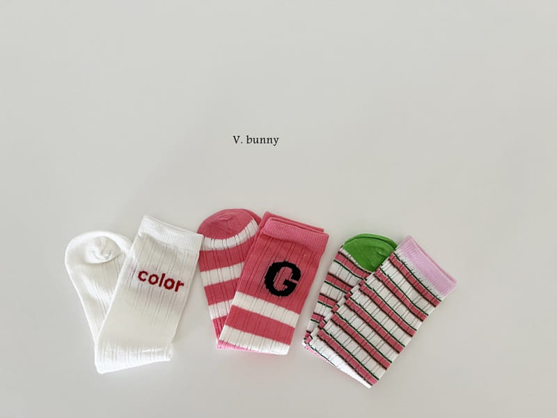 V Bunny - Korean Children Fashion - #magicofchildhood - Color Socsk Set - 2