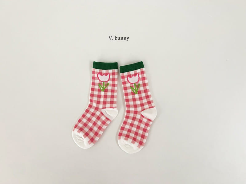 V Bunny - Korean Children Fashion - #prettylittlegirls - Check Tulip Socks Set - 3