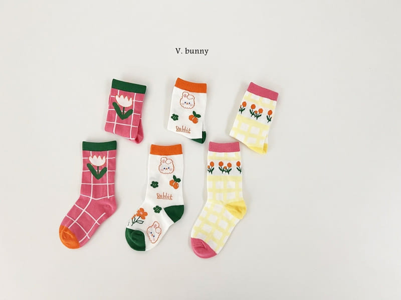 V Bunny - Korean Children Fashion - #toddlerclothing - Cherry Rabbit Socks Set - 11