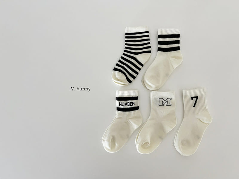 V Bunny - Korean Children Fashion - #toddlerclothing - Seven Socks Set - 9