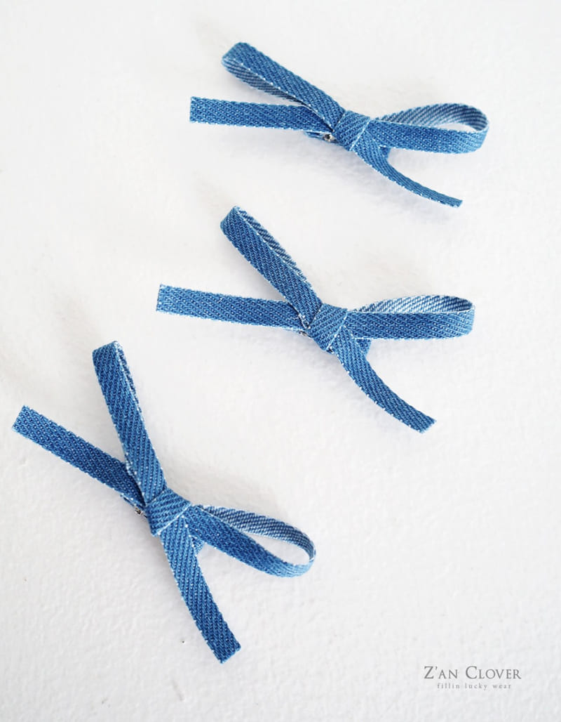 Zan Clover - Korean Children Fashion - #Kfashion4kids - Denim Ribbon Pin Set - 7