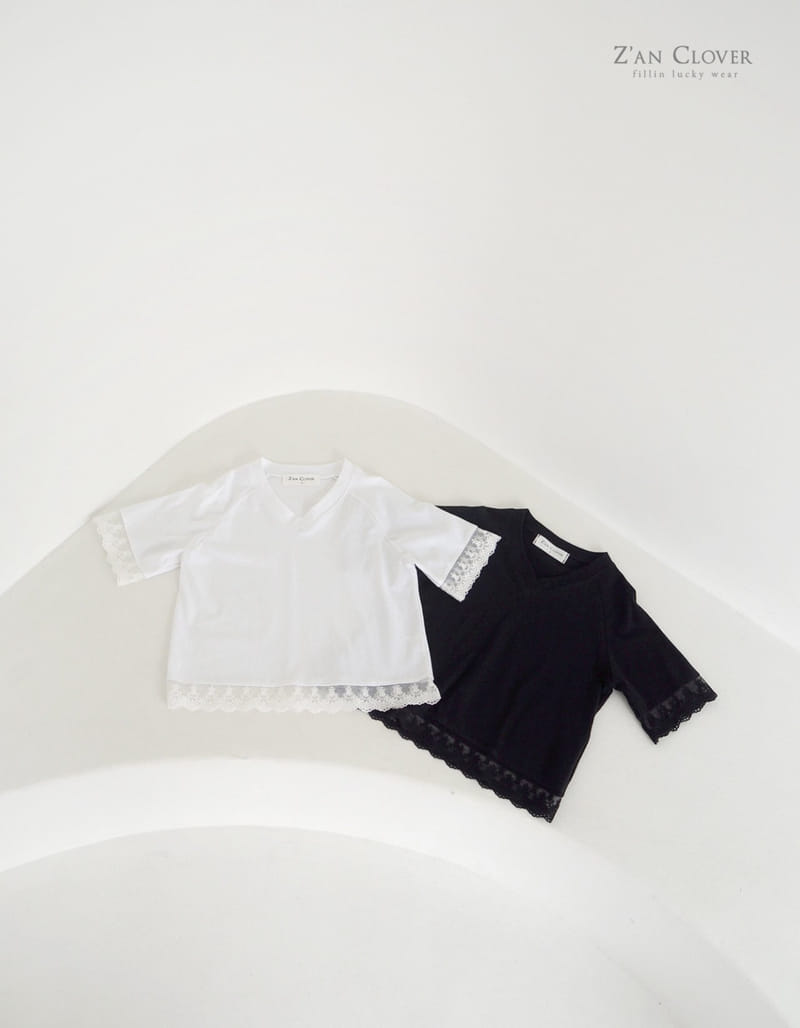 Zan Clover - Korean Children Fashion - #discoveringself - Lace Long Tee - 2