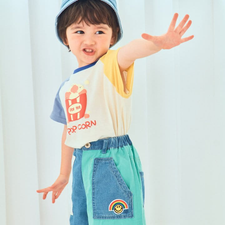 1St Blue - Korean Children Fashion - #Kfashion4kids - Half Half Denim Pants - 3