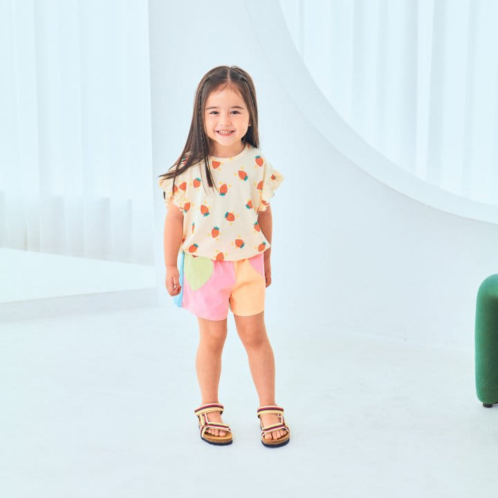 1St Blue - Korean Children Fashion - #discoveringself - Strawberry Paint Frill Tee - 6