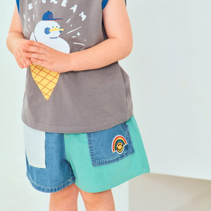 1St Blue - Korean Children Fashion - #kidzfashiontrend - Half Half Denim Pants - 2