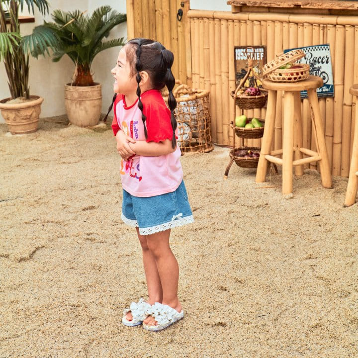 1St Blue - Korean Children Fashion - #littlefashionista - Denim Lace Skirt Pants - 3