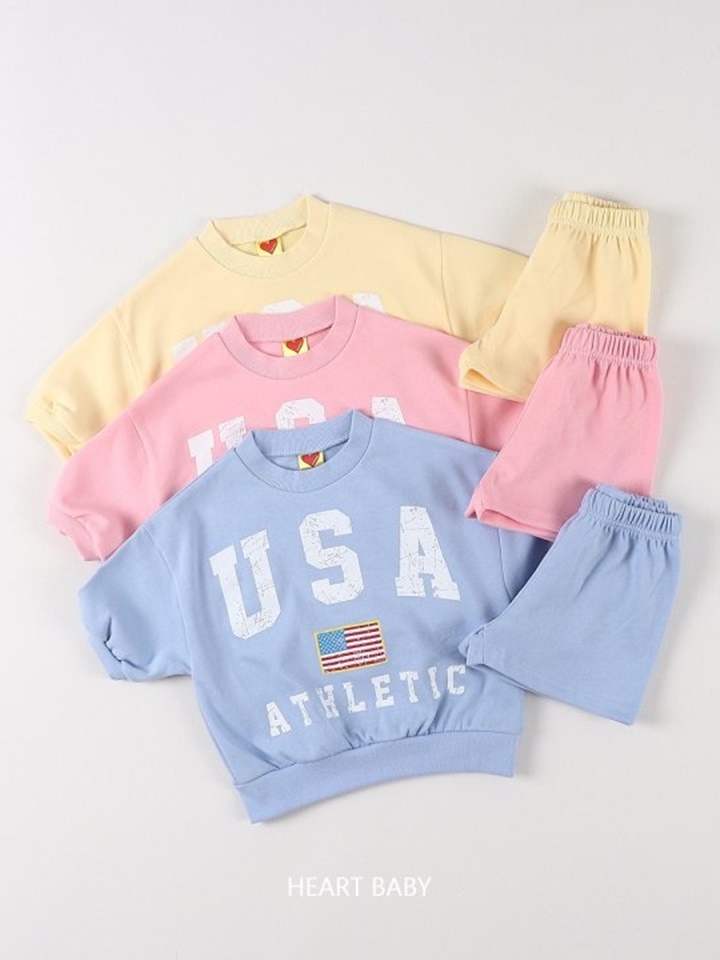 USA Short Sleeve Top Bottom Set