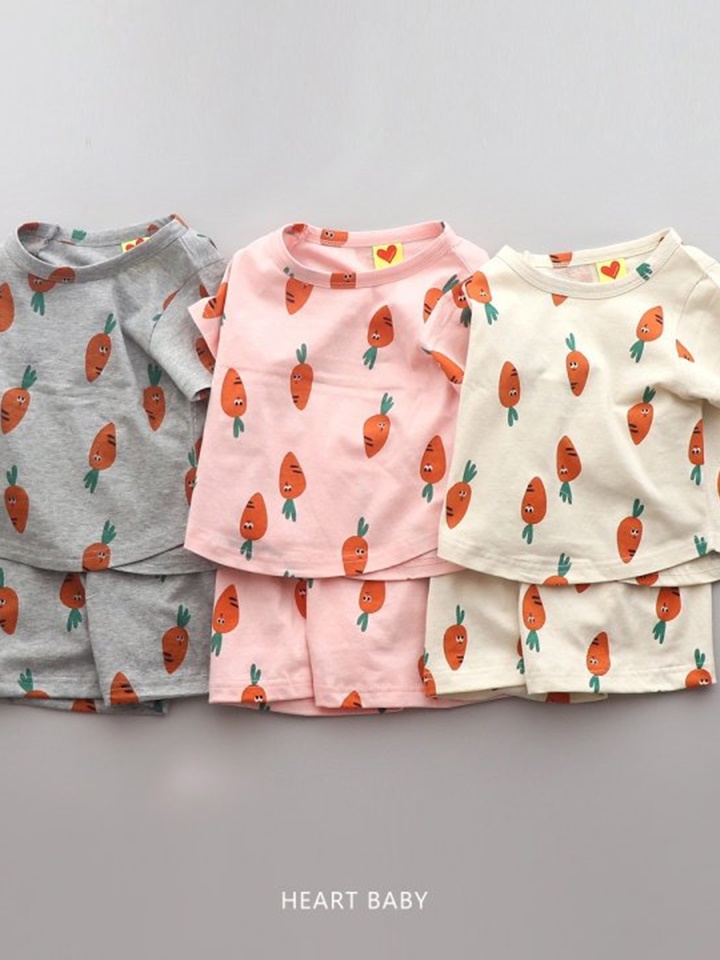 Carrot Short Sleeve Top Bottom Set