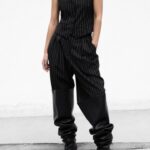 Wide Pin Stripe Set Up Suit Pleated Trousers