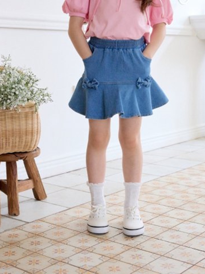 Ribbon Player Denim Skirt