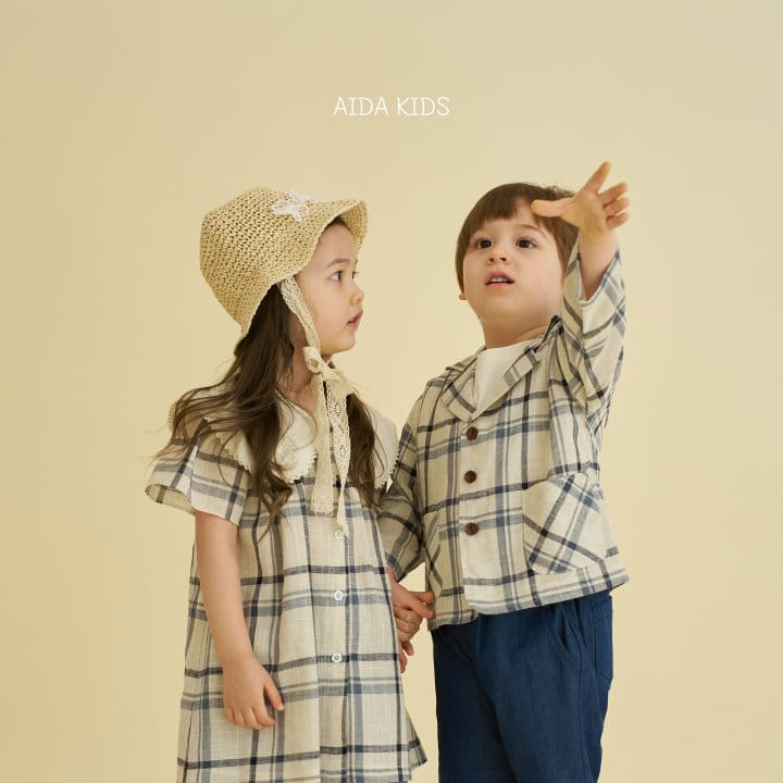 Aida - Korean Children Fashion - #childofig - Check Cotton linen Jacket - 5