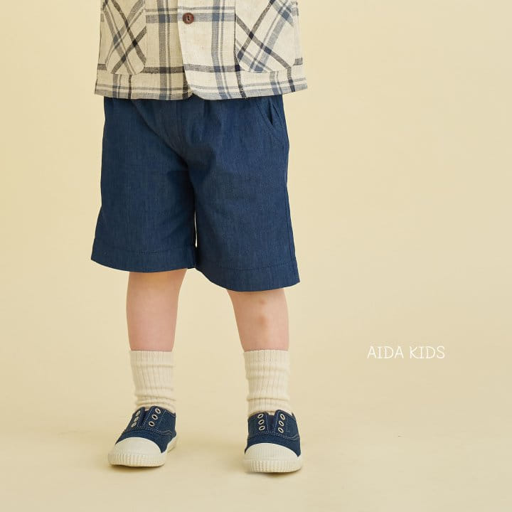 Aida - Korean Children Fashion - #childofig - Denim Mid-length shorts