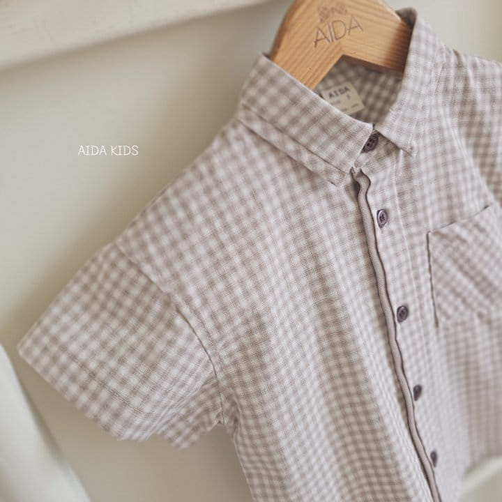 Aida - Korean Children Fashion - #childofig - New Check Short Sleeve Shirt - 11