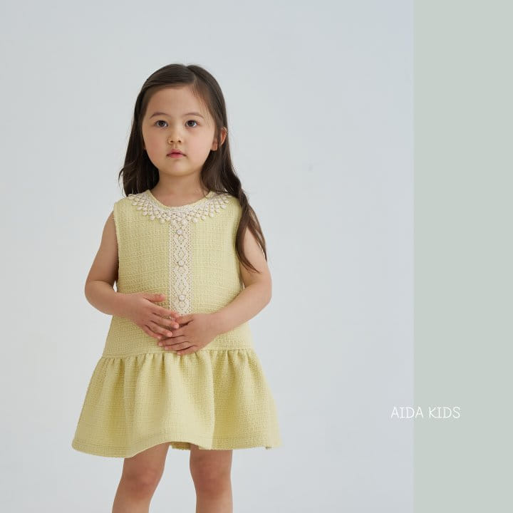 Aida - Korean Children Fashion - #childofig - Lemon Tweed One-Piece - 5