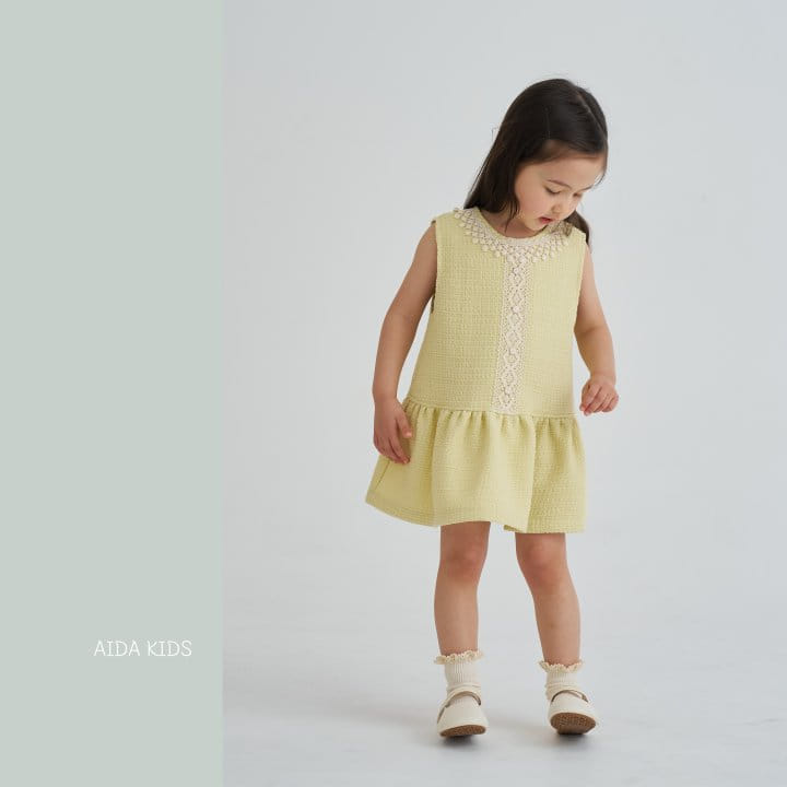 Aida - Korean Children Fashion - #childrensboutique - Lemon Tweed One-Piece - 6