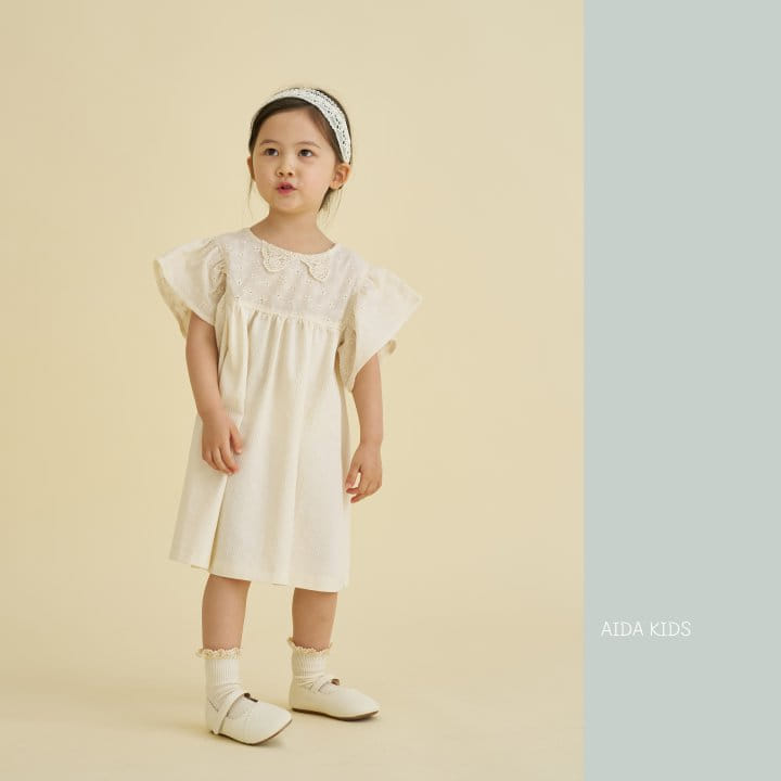 Aida - Korean Children Fashion - #designkidswear - Mini Embroidery Collar One-Piece