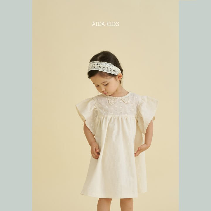 Aida - Korean Children Fashion - #discoveringself - Mini Embroidery Collar One-Piece - 2