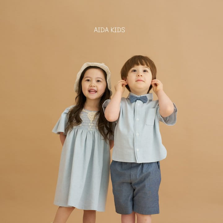 Aida - Korean Children Fashion - #discoveringself - Washed Denim Short Sleeve Shirt - 4